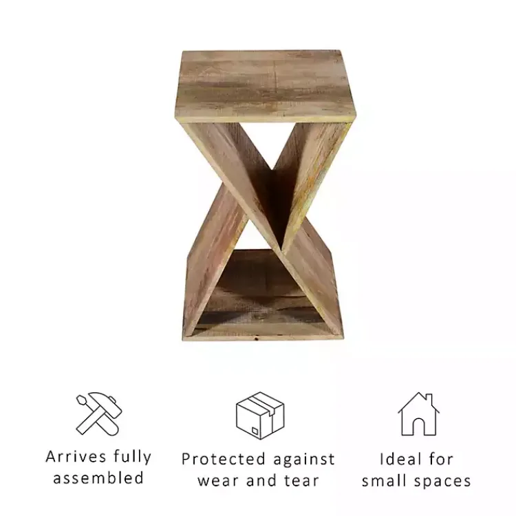 Accent & End Tables-Kirklands Home Natural Mango Wood Hourglass Accent Table Brown