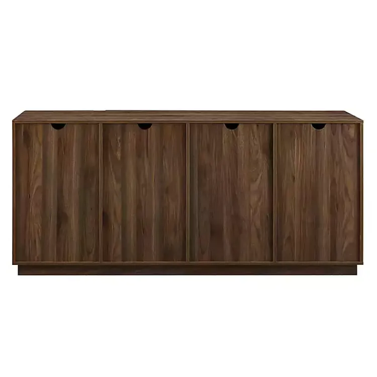 Cabinets & Sideboards-Kirklands Home Dark Walnut Wood and Black Metal Sideboard