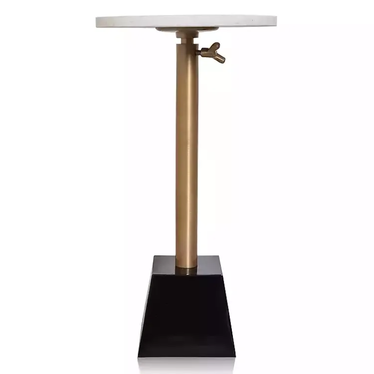 Accent & End Tables-Kirklands Home White Marble Top Tapered Base Accent Table, 12 in.