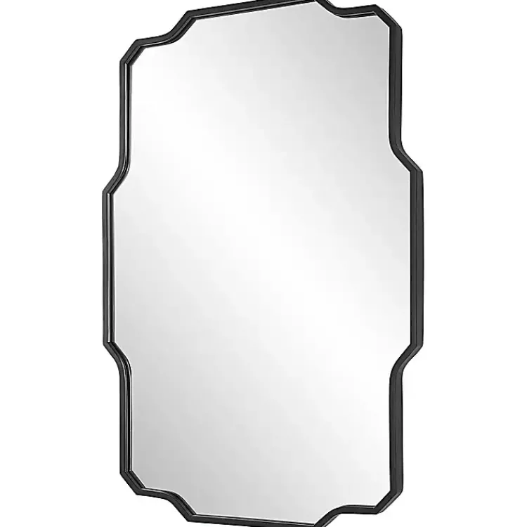 Decorative Mirrors-Kirklands Home Matte Black Thin Linear Iron Frame Wall Mirror