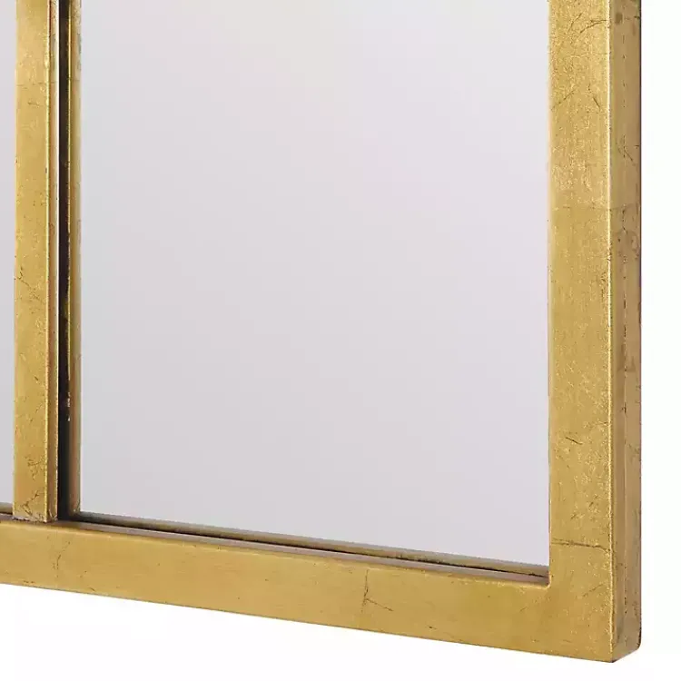 Decorative Mirrors-Kirklands Home Gold Leaf Metal Windowpane Arch Frame Mirror