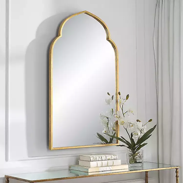Decorative Mirrors-Kirklands Home Gold Leaf Arched Frame Wall Mirror