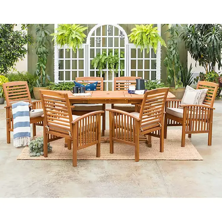 Outdoor Dining-Kirklands Home Acacia Wood Slatted 7-pc. Outdoor Dining Set Brown