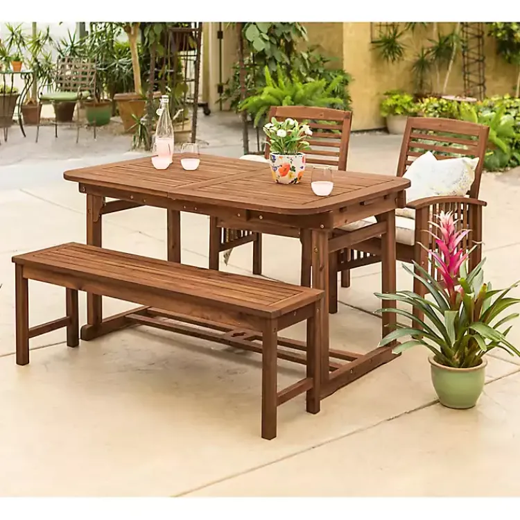 Outdoor Dining-Kirklands Home Dark Wood Slat Back 4-pc. Outdoor Dining Set Brown