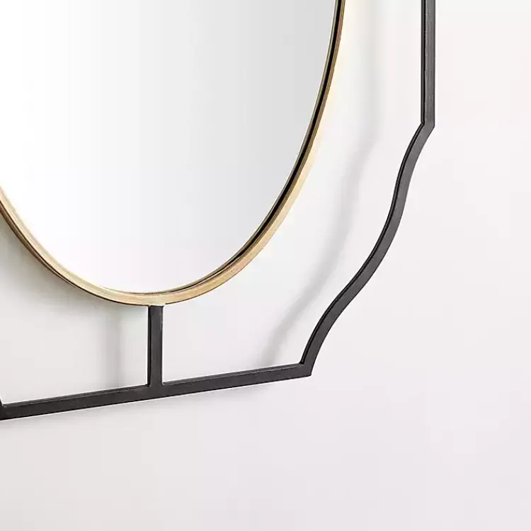 Decorative Mirrors-Kirklands Home Black Gold Scalloped Oval Frame Wall Mirror