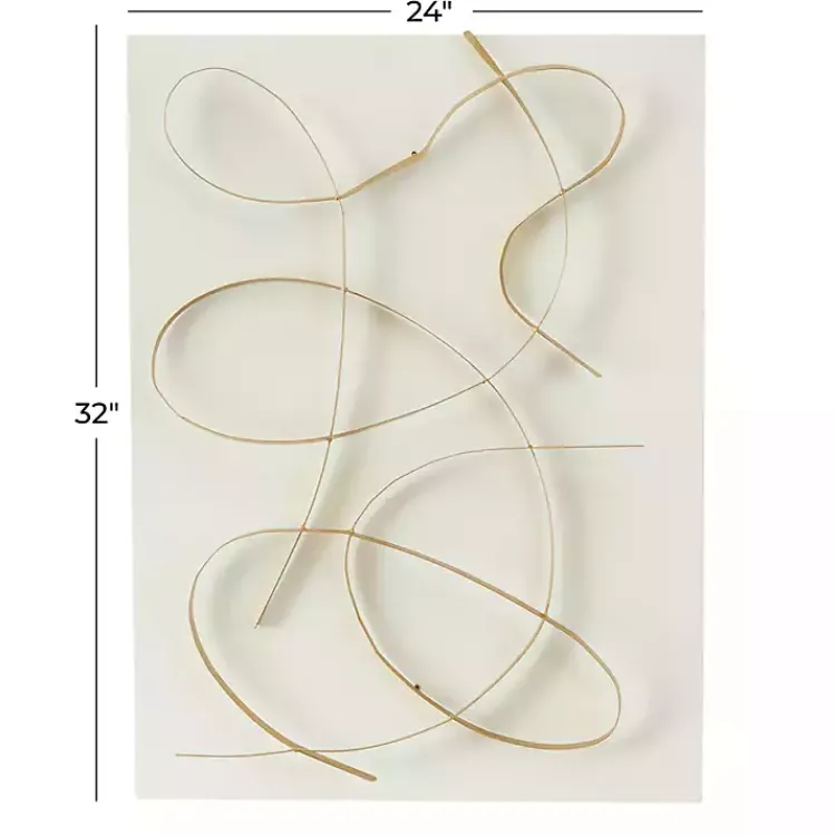 Wall Plaques-Kirklands Home White and Gold Iron Abstract Wave Plaque