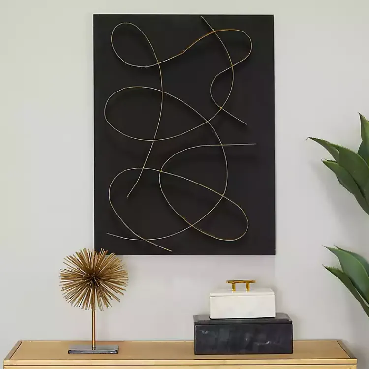 Wall Plaques-Kirklands Home Black and Gold Abstract Wall Plaque