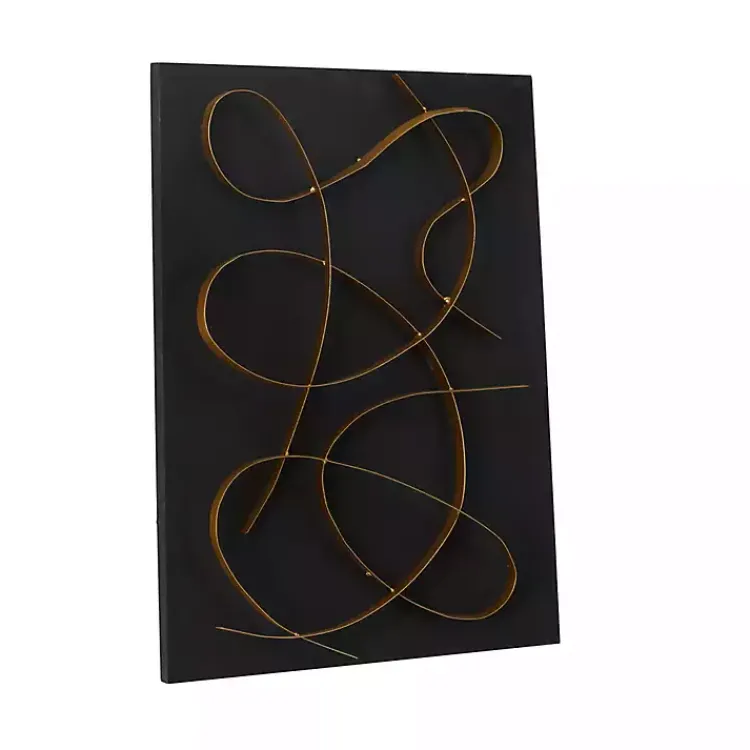Wall Plaques-Kirklands Home Black and Gold Abstract Wall Plaque