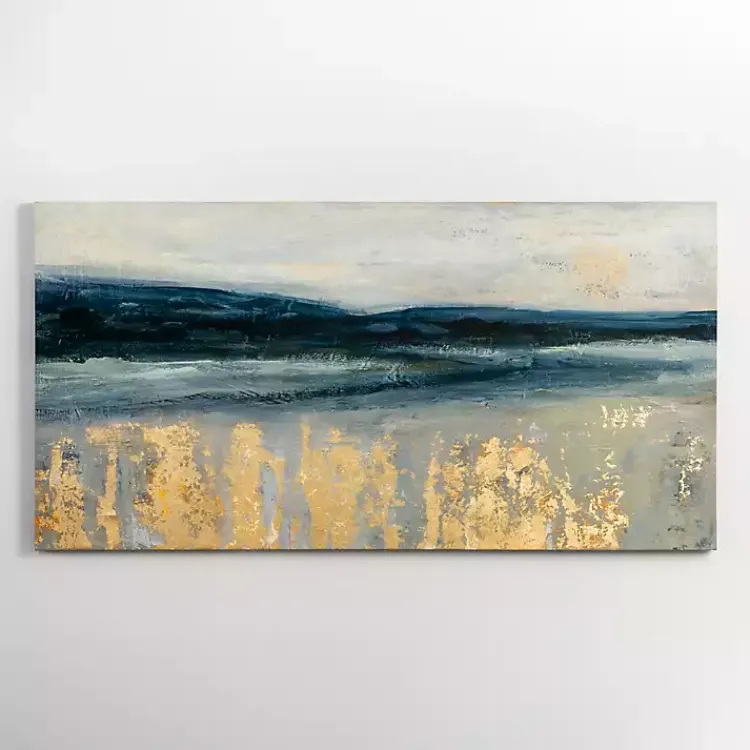 Canvas Art-Kirklands Home Golden Turquoise Abstract Canvas Wall Art
