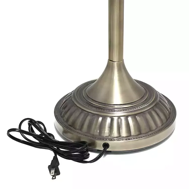 Floor Lamps-Kirklands Home Antique Brass and Marbleized Glass Torchiere Gray