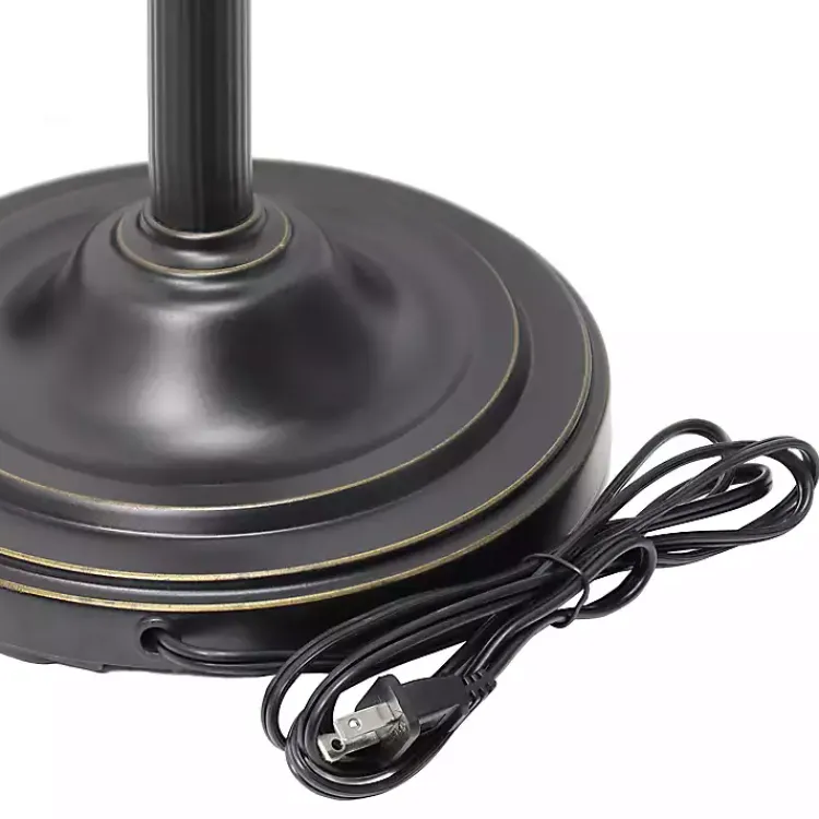 Floor Lamps-Kirklands Home Matte Bronze and White Reading Arm Torchiere Brown