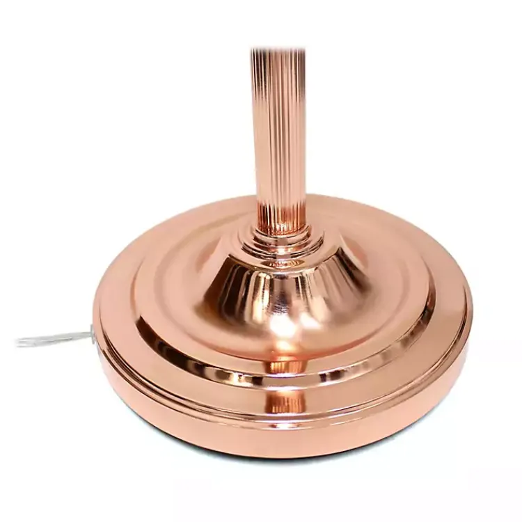 Floor Lamps-Kirklands Home Polished Rose Gold and White Reading Arm Torchiere Pink