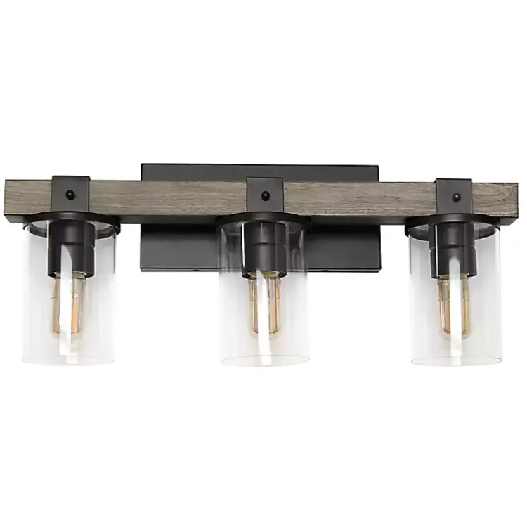 Flush Mount Lighting-Kirklands Home and Black Glass Shade Vanity Light Gray