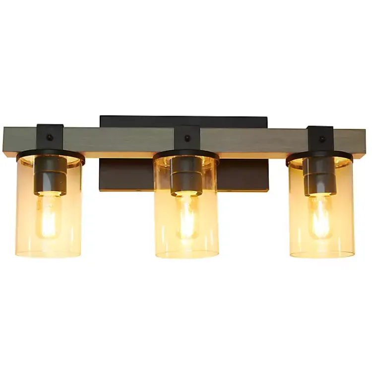 Flush Mount Lighting-Kirklands Home and Black Glass Shade Vanity Light Gray