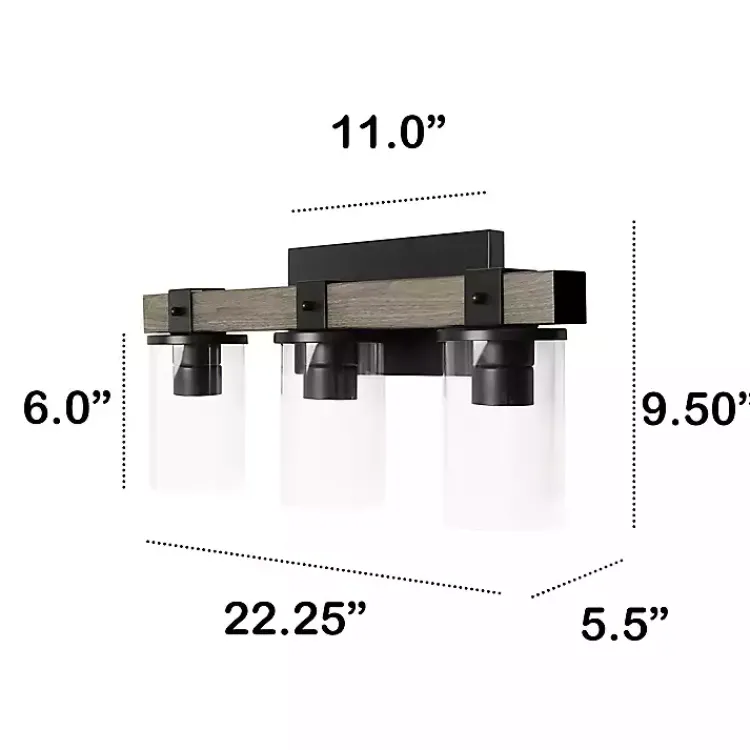 Flush Mount Lighting-Kirklands Home and Black Glass Shade Vanity Light Gray