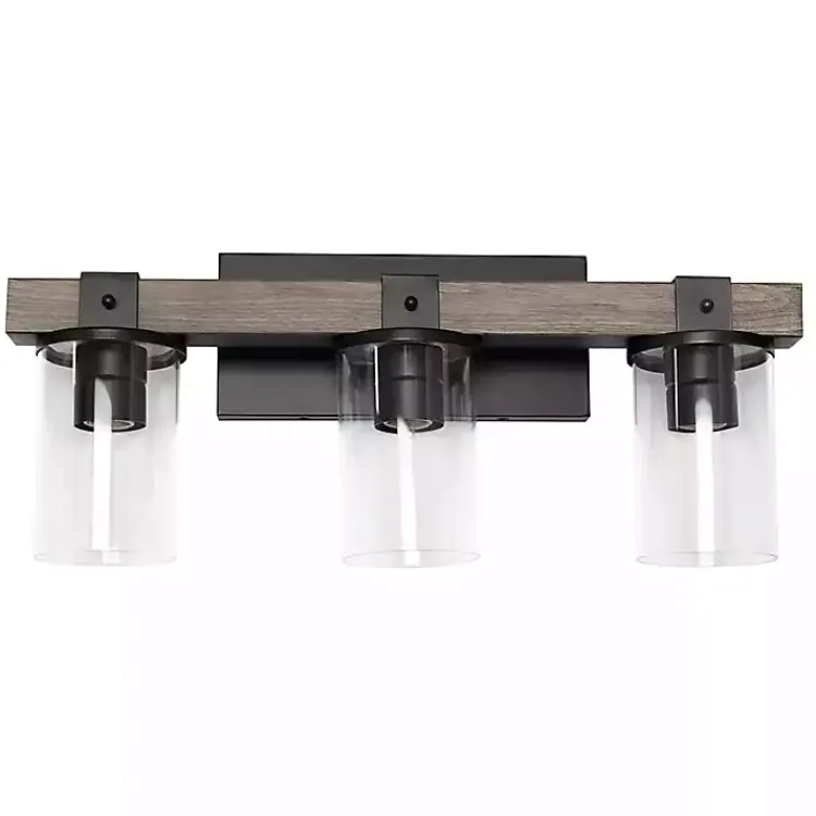 Flush Mount Lighting-Kirklands Home and Black Glass Shade Vanity Light Gray