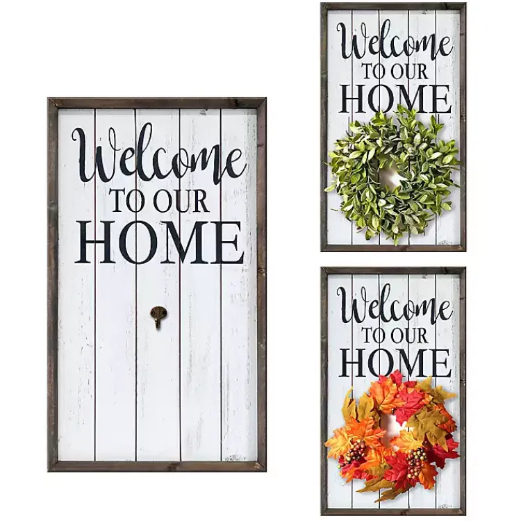 Wall Quotes & Signs-Kirklands Home Welcome Interchangeable Wreath Wall Plaque