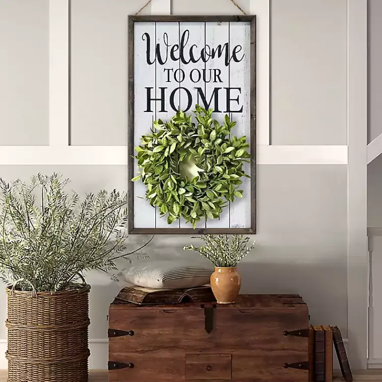 Wall Quotes & Signs-Kirklands Home Welcome Interchangeable Wreath Wall Plaque