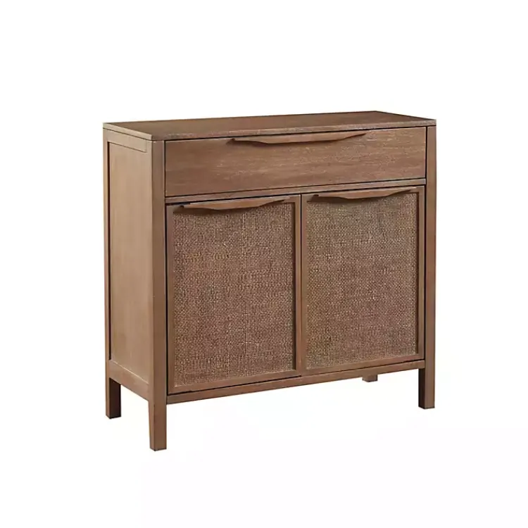 Cabinets & Sideboards-Kirklands Home Natural Wood 2-Door Cane Webbing Chest Tan