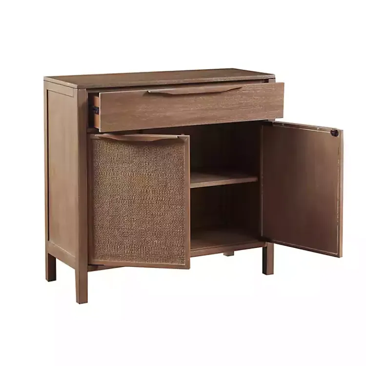 Cabinets & Sideboards-Kirklands Home Natural Wood 2-Door Cane Webbing Chest Tan