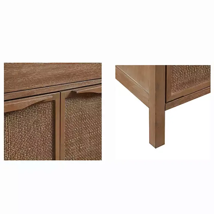 Cabinets & Sideboards-Kirklands Home Natural Wood 2-Door Cane Webbing Chest Tan