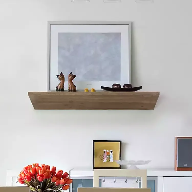 Shelves-Kirklands Home Natural Wedge Wood Small Floating Shelf