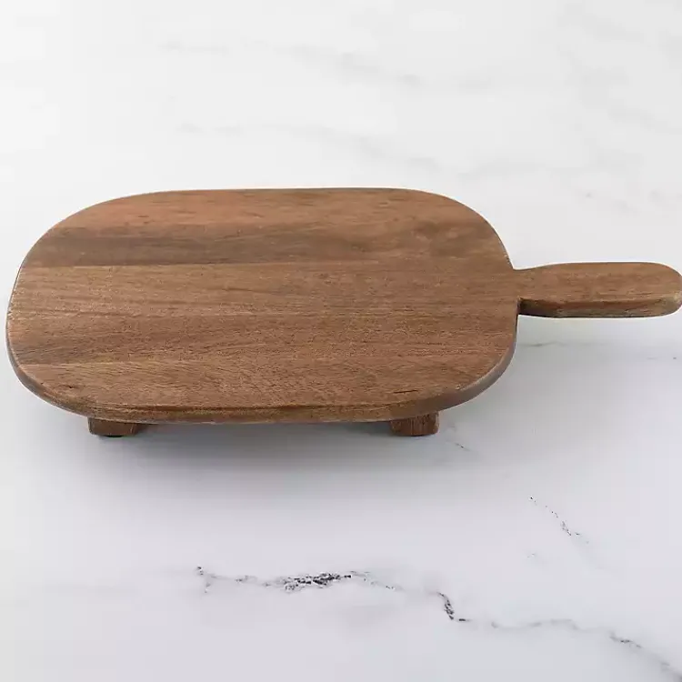 Serving & Entertaining-Kirklands Home Pedestal Mango Wood Rounded Serving Board Brown