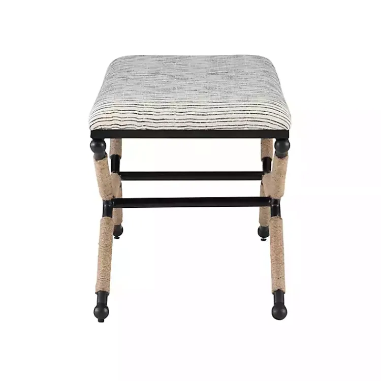 Benches & Ottomans-Kirklands Home Eclectic Black and White Striped X Frame Bench