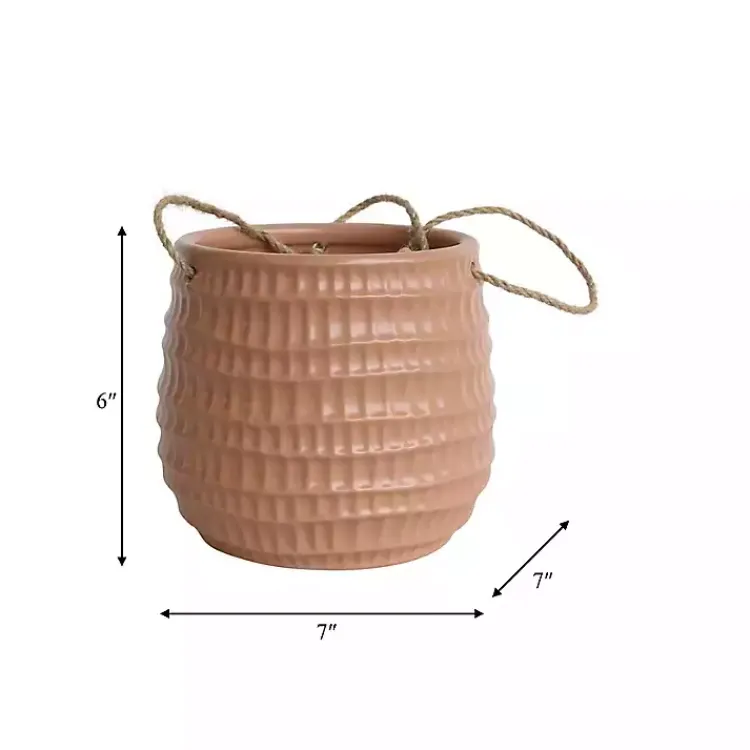 Planters-Kirklands Home Dimpled Ceramic Hanging Planter Pink