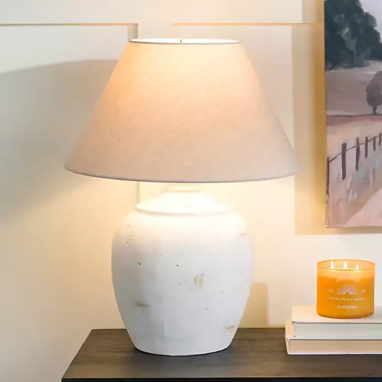 Table Lamps-Kirklands Home Bronson Cream Painted Table Lamp Tan