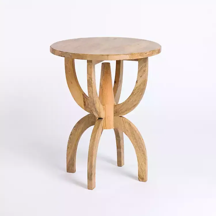 Accent & End Tables-Kirklands Home Natural Wood Round Dori Side Table Tan