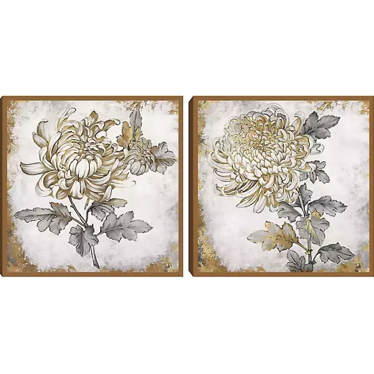 Canvas Art-Kirklands Home Gold Fleur Floral 2-pc. Canvas Art Print Set