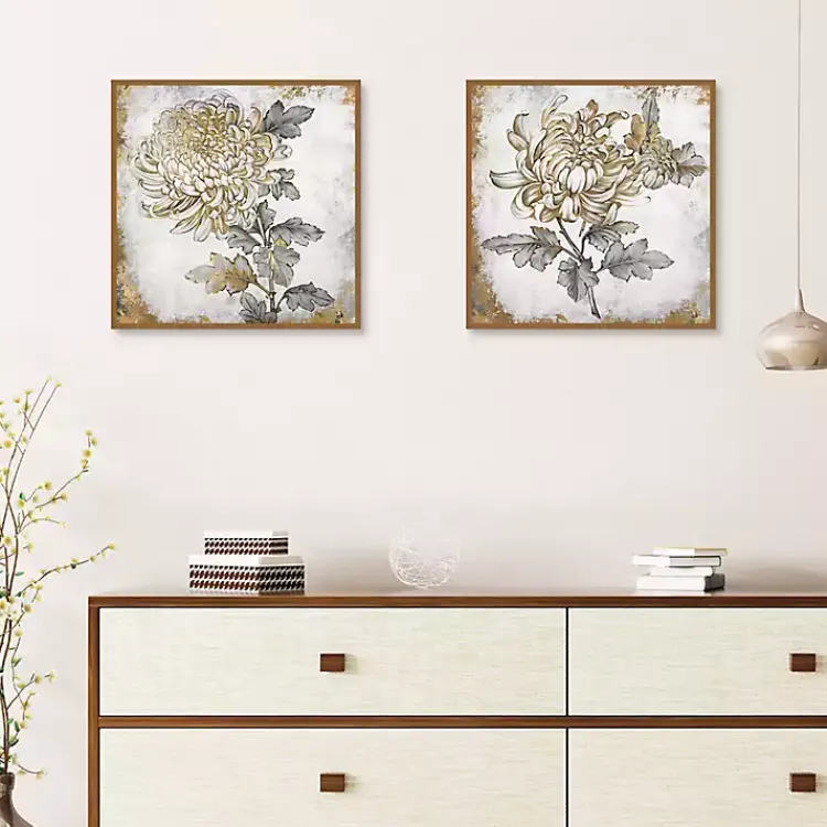 Canvas Art-Kirklands Home Gold Fleur Floral 2-pc. Canvas Art Print Set