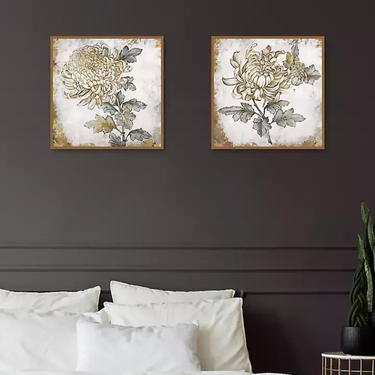 Canvas Art-Kirklands Home Gold Fleur Floral 2-pc. Canvas Art Print Set