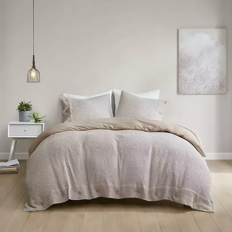 Duvets-Kirklands Home Alaya 4-pc. Full/Queen Waffle Duvet Set Tan