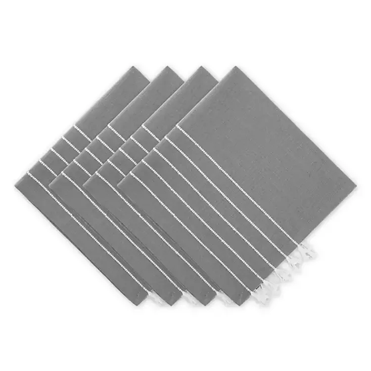Table Linens-Kirklands Home and White Striped Napkins, Set of 4 Gray