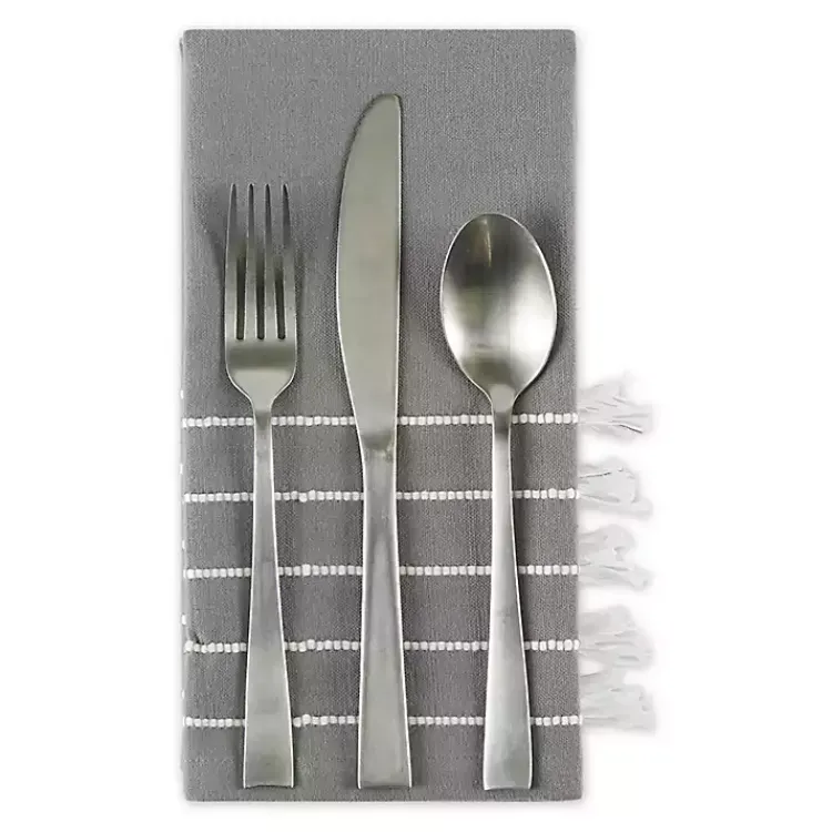 Table Linens-Kirklands Home and White Striped Napkins, Set of 4 Gray