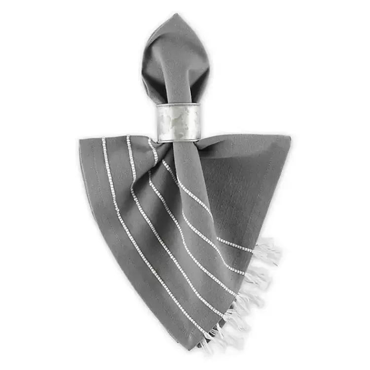 Table Linens-Kirklands Home and White Striped Napkins, Set of 4 Gray