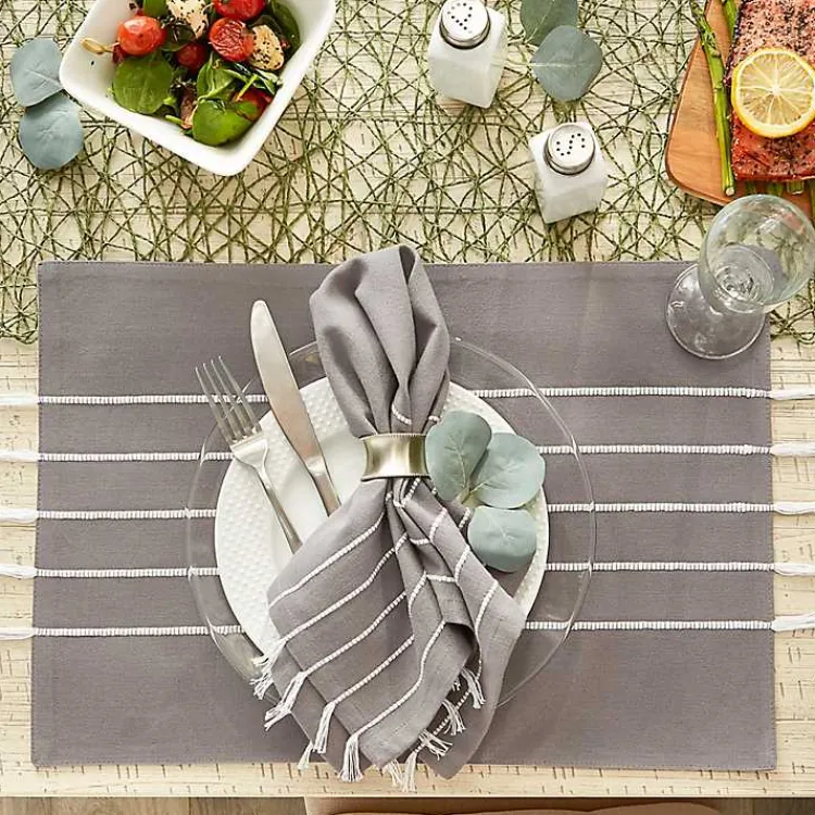 Table Linens-Kirklands Home and White Striped Napkins, Set of 4 Gray