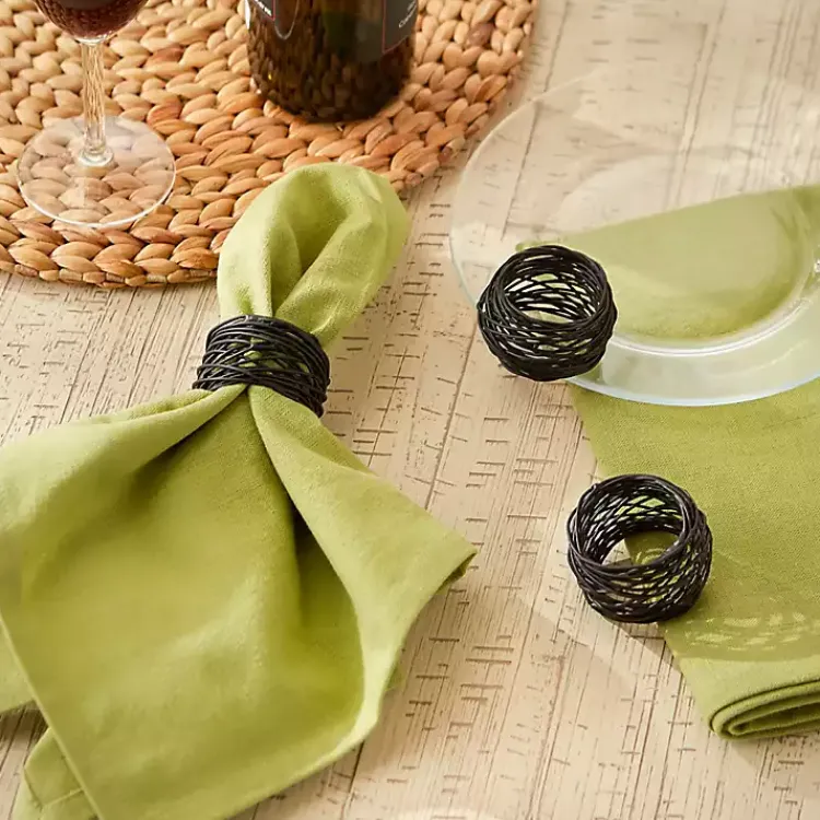 Table Linens-Kirklands Home Bird Nest 6-pc. Napkin Ring Set Black