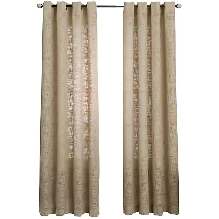 Curtains & Drapes-Kirklands Home Natural Woven Single Curtain Panel, 84 in. Tan