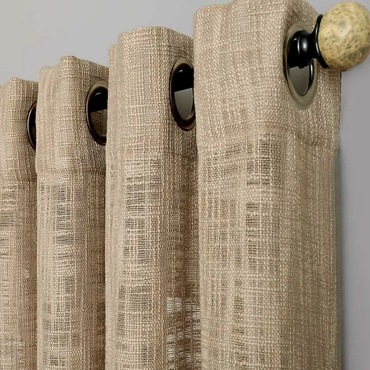 Curtains & Drapes-Kirklands Home Natural Woven Single Curtain Panel, 84 in. Tan