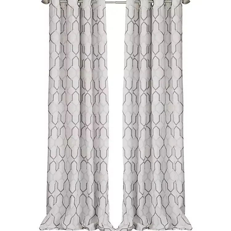 Curtains & Drapes-Kirklands Home Mushroom Interlock Single Curtain Panel, 84 in.