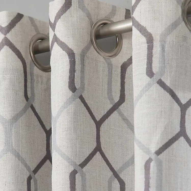 Curtains & Drapes-Kirklands Home Mushroom Interlock Single Curtain Panel, 84 in.