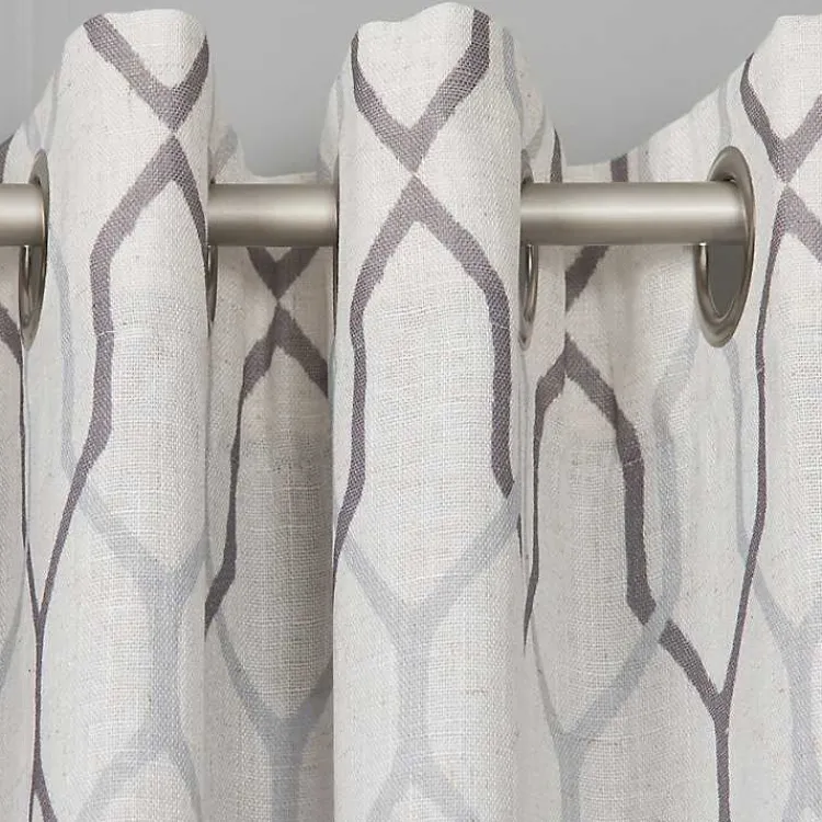 Curtains & Drapes-Kirklands Home Mushroom Interlock Single Curtain Panel, 84 in.