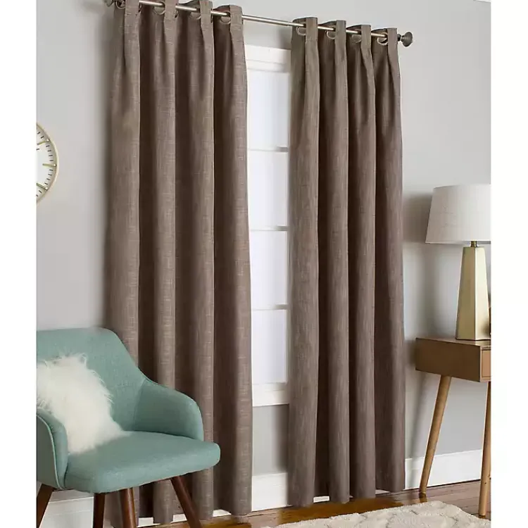 Curtains & Drapes-Kirklands Home Sand Box Pleated Single Curtain Panel, 84 in. Brown