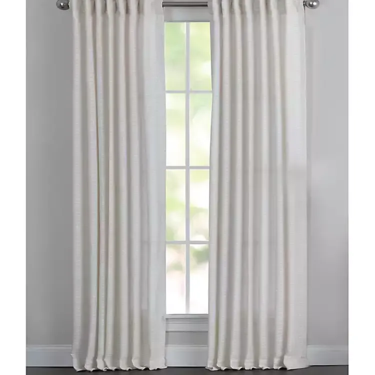 Curtains & Drapes-Kirklands Home Cream Solid Pleated Single Curtain Panel, 84 in. White
