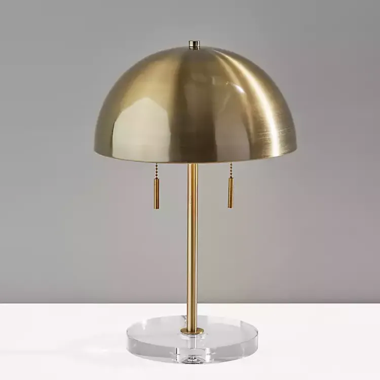 Table Lamps-Kirklands Home Antiqued Brass Dome Shade Table Lamp Gold