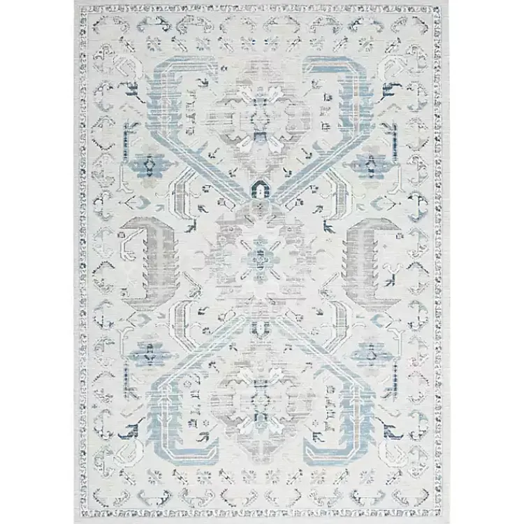 Area Rugs-Kirklands Home Dove Gray Ornate Bordered Area Rug, 5x7