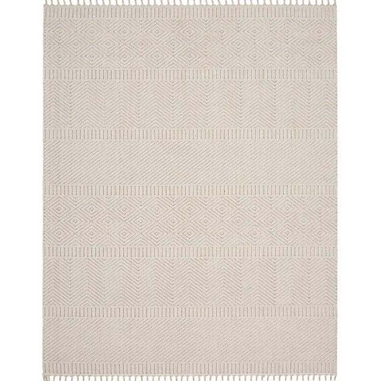 Area Rugs-Kirklands Home Chevron Diamond Tasseled Area Rug, 7x10 Ivory